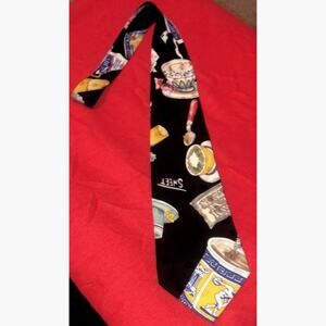 Rare Unique Nicole Miller 1990 Men's Novelty Silk Black Tie Coffee Sweet N Low